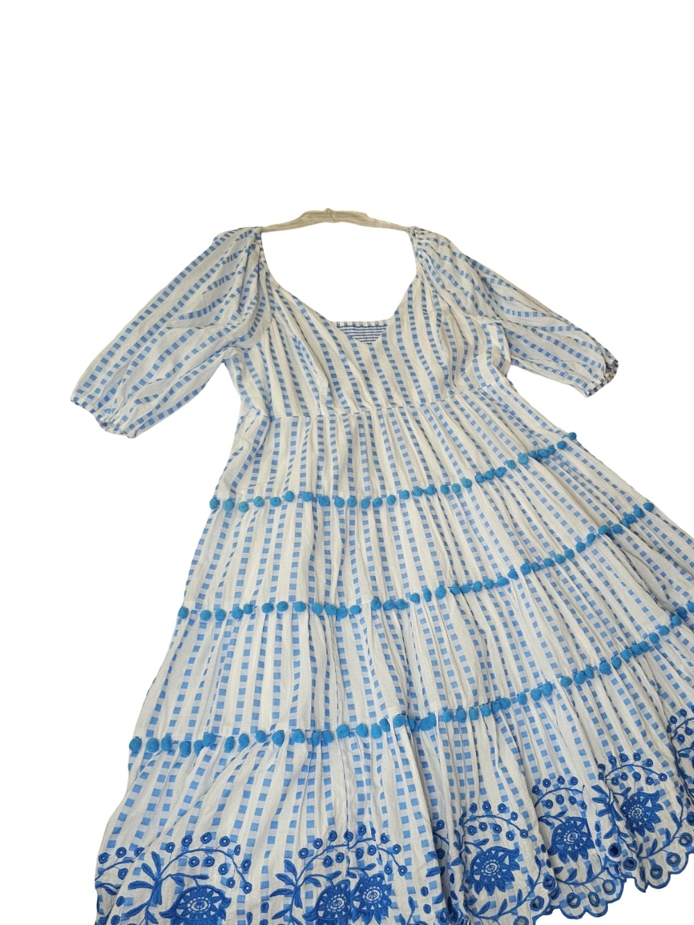 Lilly Pulitzer White & Blue V-Neck Tiered Midi Dress - Picture 3 of 5